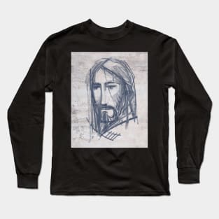 Jesus Christ Face ink digital illustration Long Sleeve T-Shirt